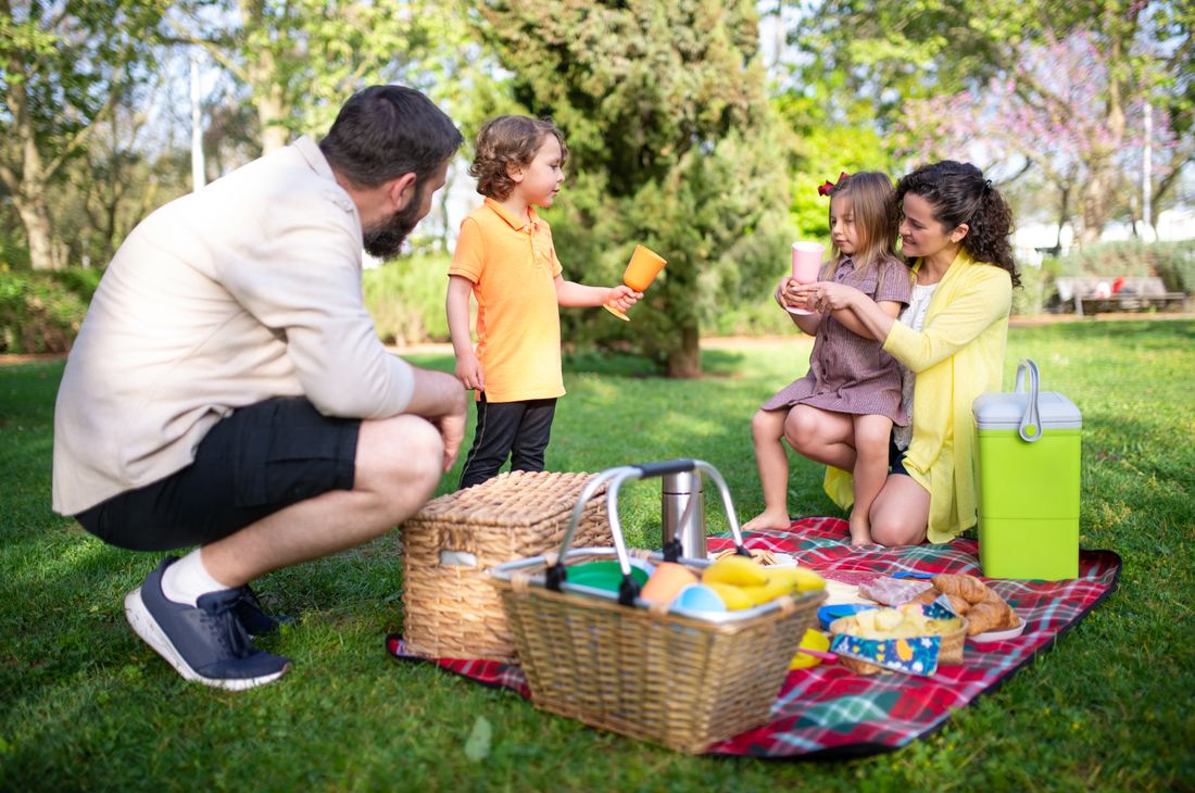 A family spending time together outdoors